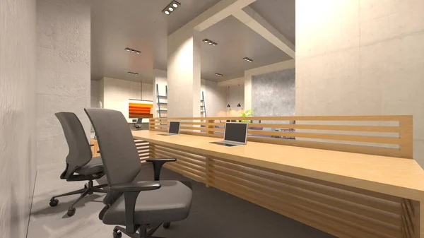 オフィス空間の3Dレンダリング — ストック写真