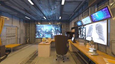 Uzay aracındaki teftiş odasının 3 boyutlu görüntülenmesi