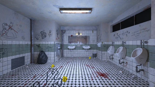 薄暗いトイレの3Dレンダリング — ストック写真
