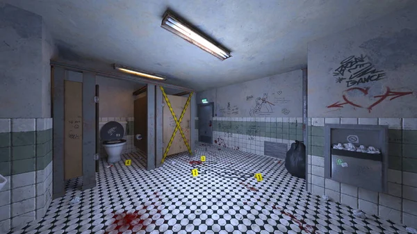 Darstellung Der Schwach Beleuchteten Toilette — Stockfoto