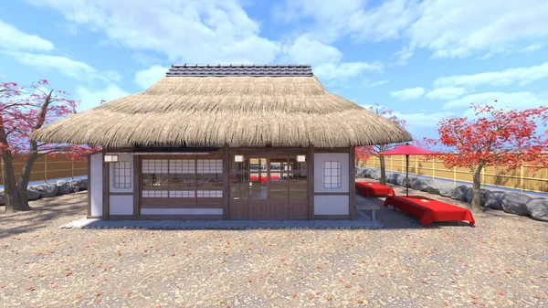 Rendering Japanese Tea House — ストック写真