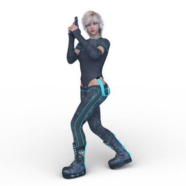 bir kadın savaşçı 3D render