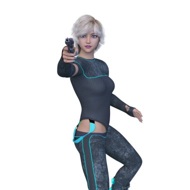 bir kadın savaşçı 3D render