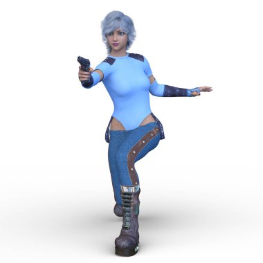 bir kadın savaşçı 3D render