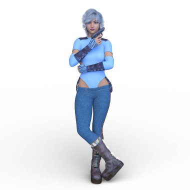 bir kadın savaşçı 3D render