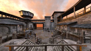 Kale avlusunun 3 boyutlu canlandırması