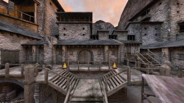 Kale avlusunun 3 boyutlu canlandırması