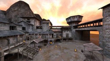 Kale avlusunun 3 boyutlu canlandırması