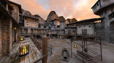 Kale avlusunun 3 boyutlu canlandırması