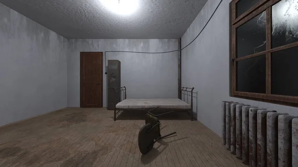 Rendering Dimly Lit Bedroom — Stockfoto