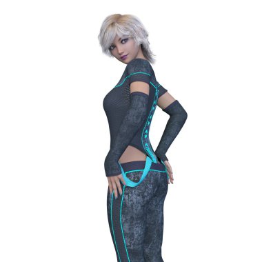 bir kadın savaşçı 3D render