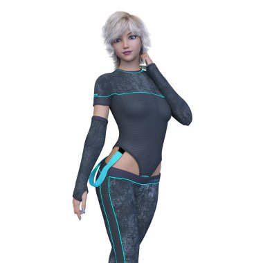 bir kadın savaşçı 3D render