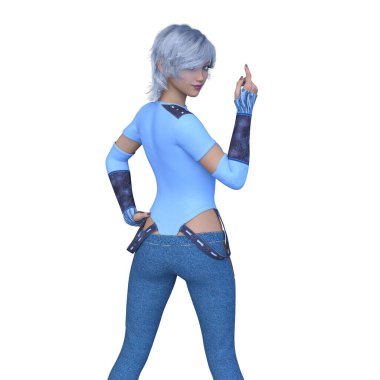 bir kadın savaşçı 3D render