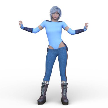 bir kadın savaşçı 3D render