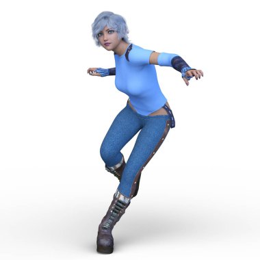 bir kadın savaşçı 3D render