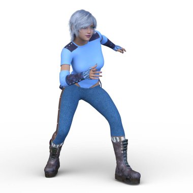bir kadın savaşçı 3D render