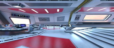 Uzay istasyonu peyzajının 3B görüntülemesi