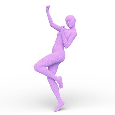 Poz veren bir kadının 3B görüntüsü