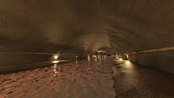 Rendering Sewer Tunnel — Stockfoto