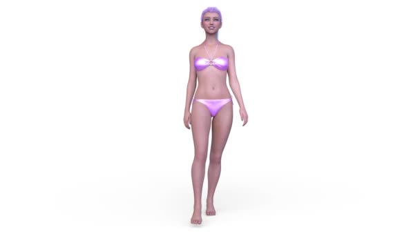 Rendering Walking Woman Bikini — Stock Video