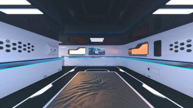 Uzay aracındaki teftiş odasının 3 boyutlu görüntülenmesi