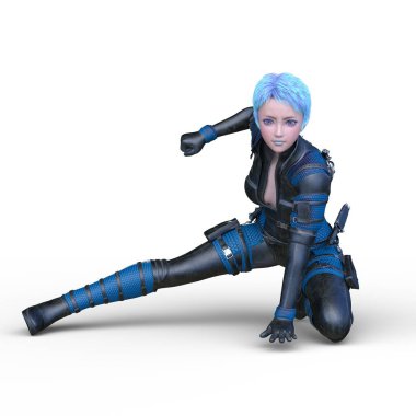 bir kadın savaşçı 3D render