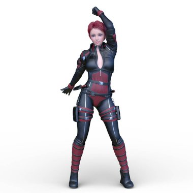 bir kadın savaşçı 3D render