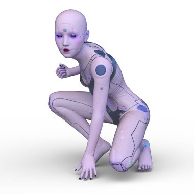 Dişi bir sayborgun 3D canlandırması