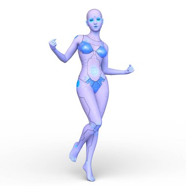 Dişi bir sayborgun 3D canlandırması