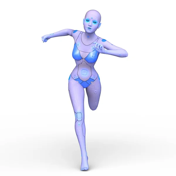3D渲染女性机器人 — 图库照片