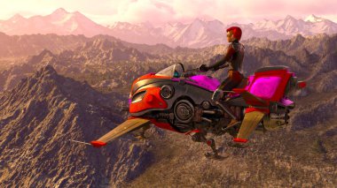 Süper kadın sürücünün 3B görüntüsü