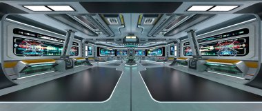 Uzay istasyonu peyzajının 3B görüntülemesi