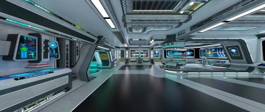 Uzay istasyonu peyzajının 3B görüntülemesi