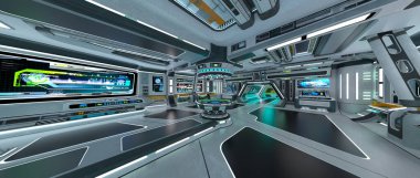 Uzay istasyonu peyzajının 3B görüntülemesi