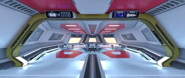 Uzay istasyonu peyzajının 3B görüntülemesi