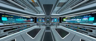 Uzay istasyonu peyzajının 3B görüntülemesi