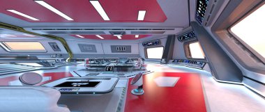 Uzay istasyonu peyzajının 3B görüntülemesi