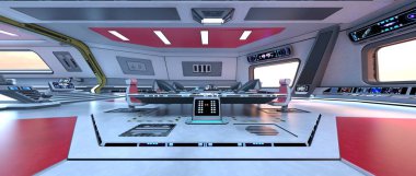 Uzay istasyonu peyzajının 3B görüntülemesi