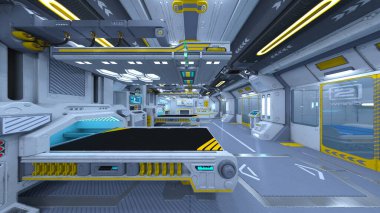 Uzay aracındaki teftiş odasının 3 boyutlu görüntülenmesi