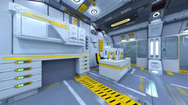 Uzay aracındaki teftiş odasının 3 boyutlu görüntülenmesi