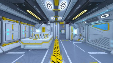 Uzay aracındaki teftiş odasının 3 boyutlu görüntülenmesi