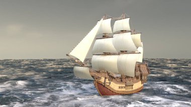 Bir yelkenlinin 3D görüntüsü