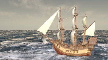 Bir yelkenlinin 3D görüntüsü