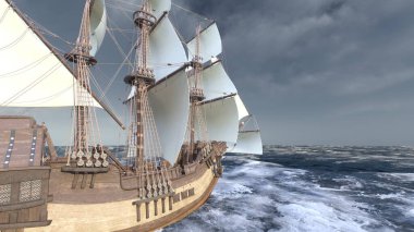 Bir yelkenlinin 3D görüntüsü