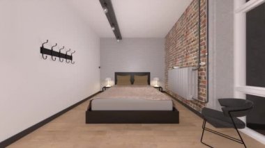 Yatak odasının 3D rendering