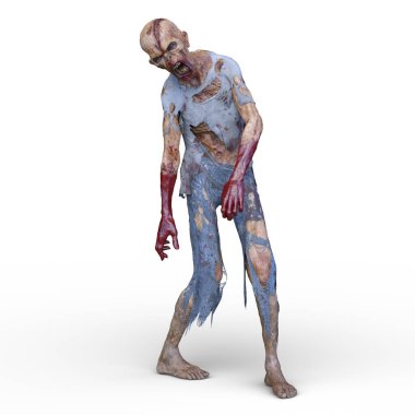 Erkek bir zombinin 3 boyutlu canlandırması