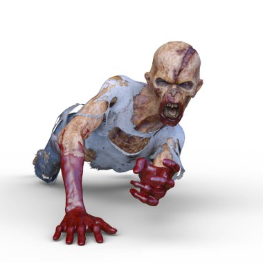 Erkek bir zombinin 3 boyutlu canlandırması