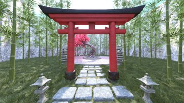 Shinto türbesinin 3 boyutlu canlandırması