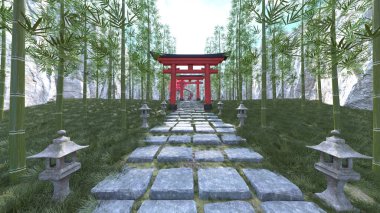 Shinto türbesinin 3 boyutlu canlandırması