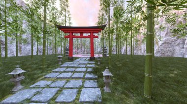 Shinto türbesinin 3 boyutlu canlandırması